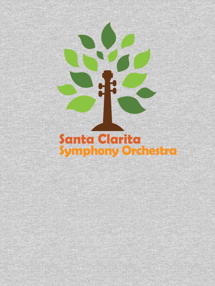 Thumbnail 4 of 4, Premium T-Shirt, Santa Clarita Symphony Orchestra logo with scroll tree in orange and red designed and sold by scsorchestra.