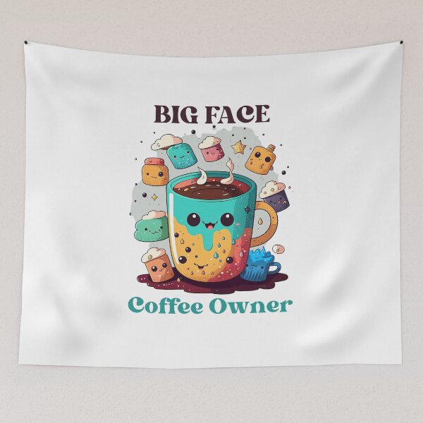 Item preview, BIG FACE COFFEE OWNER kawaii cute funny colorful cup joyful designed and sold by lesvalises.