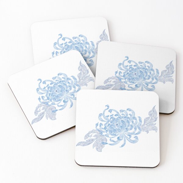 Item preview, Blue Botanical Embroidery Flower with leaves designed and sold by hockeng.