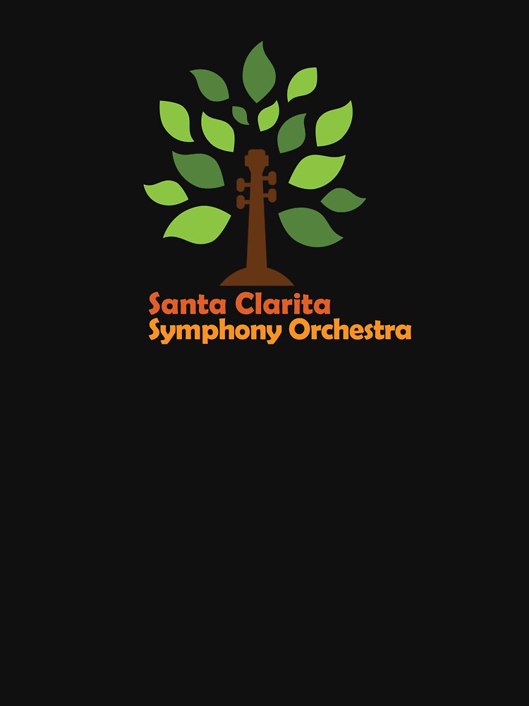 Thumbnail 7 of 7, Active T-Shirt, Santa Clarita Symphony Orchestra logo with scroll tree in orange and red designed and sold by scsorchestra.