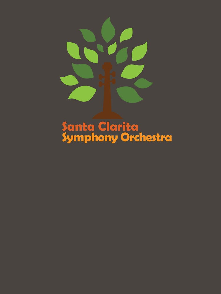 Thumbnail 7 of 7, Classic T-Shirt, Santa Clarita Symphony Orchestra logo with scroll tree in orange and red designed and sold by scsorchestra.
