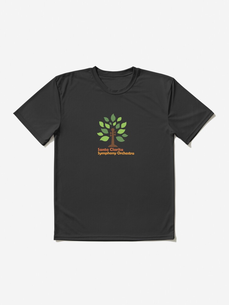 Thumbnail 2 of 7, Active T-Shirt, Santa Clarita Symphony Orchestra logo with scroll tree in orange and red designed and sold by scsorchestra.
