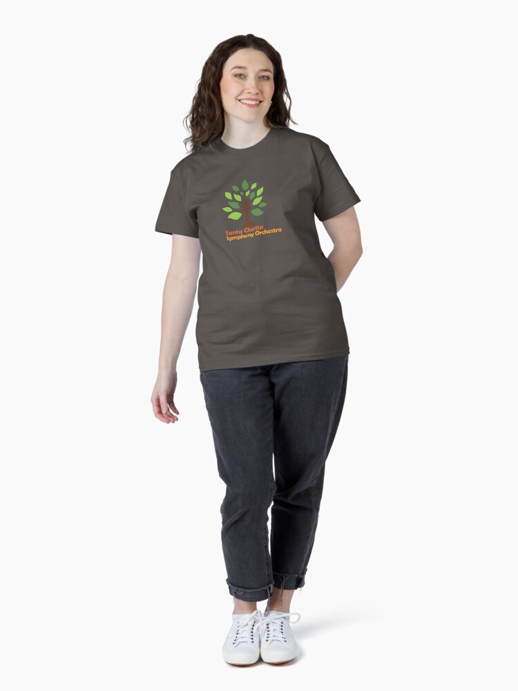 Thumbnail 4 of 7, Classic T-Shirt, Santa Clarita Symphony Orchestra logo with scroll tree in orange and red designed and sold by scsorchestra.