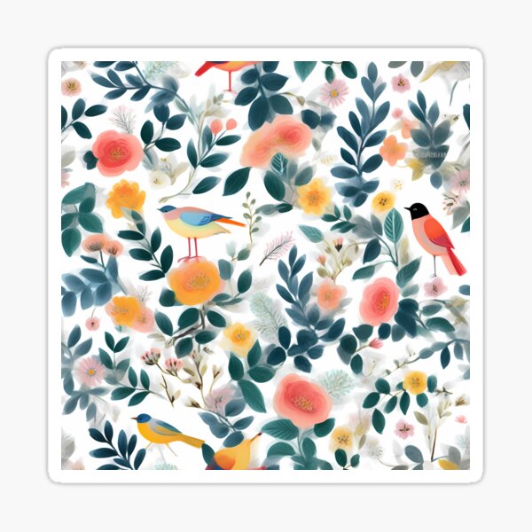 Item preview, Whimsical birds perched among tree branches designed and sold by OrganicDSGN.