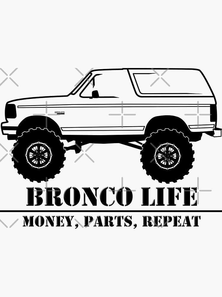1992 1996 Bronco Money Parts Repeat Black Print Sticker For Sale By