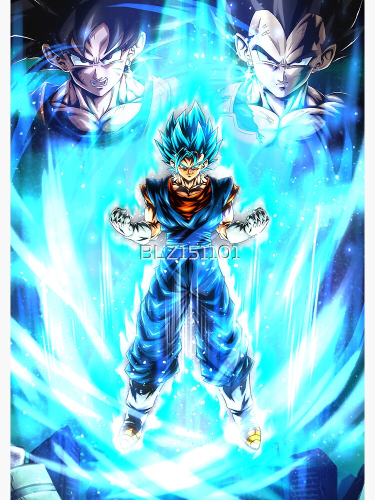 Dragon Ball Z, Vegito Blue, Vegito, Son Goku, Vegeta, Super Saiyajin Blue,  anime, anime boys, blue background, simple background