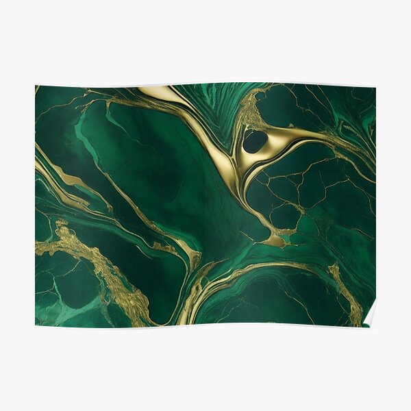 Emerald Green Marble Texture With Gold Veins Vector Background