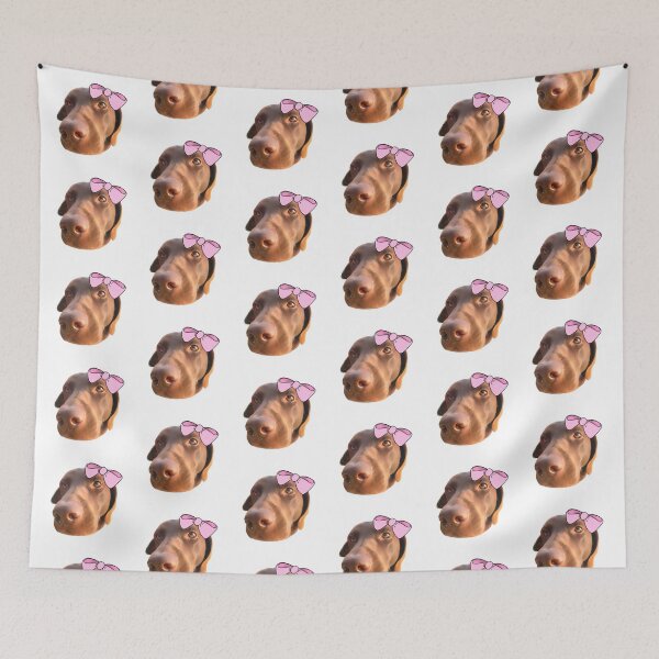 Item preview, chocolate lab with bow designed and sold by lettuceletterr.