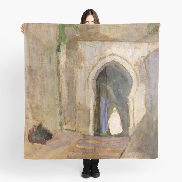 Vintage Moroccan Gateway, Tangier Oil Painting | P263 Scarf