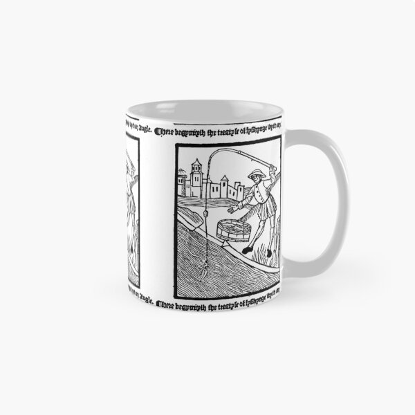 Item preview, Medieval Woodcut of Man Fishing  designed and sold by Pixelchicken.