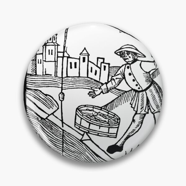 Item preview, Medieval Woodcut of Man Fishing  designed and sold by Pixelchicken.