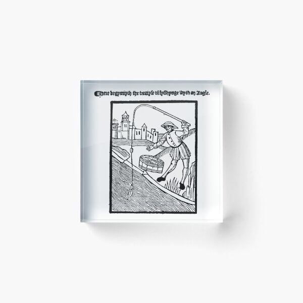 Item preview, Medieval Woodcut of Man Fishing  designed and sold by Pixelchicken.