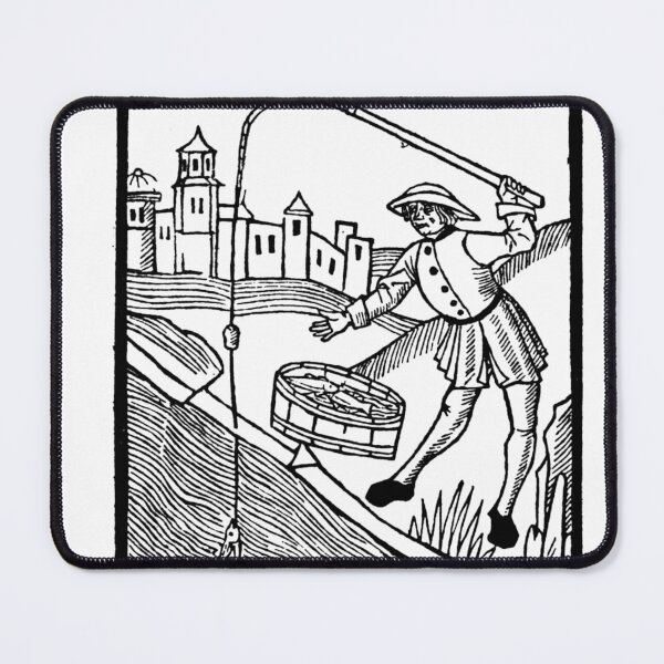 Item preview, Medieval Woodcut of Man Fishing  designed and sold by Pixelchicken.