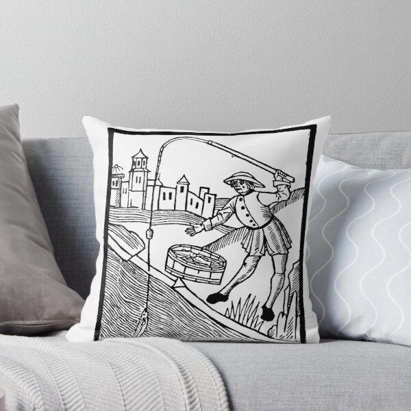 Item preview, Medieval Woodcut of Man Fishing  designed and sold by Pixelchicken.