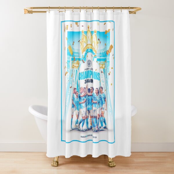 Mancity, 3 in a row, 3-IN-A-ROW, Mancity champions 3 in a row Shower Curtain