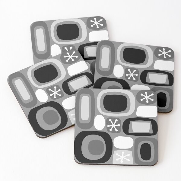 Aperçu de l'œuvre Atomic Age Art Fieldstones Noir Blanc créée et vendue par thepixelgarden.