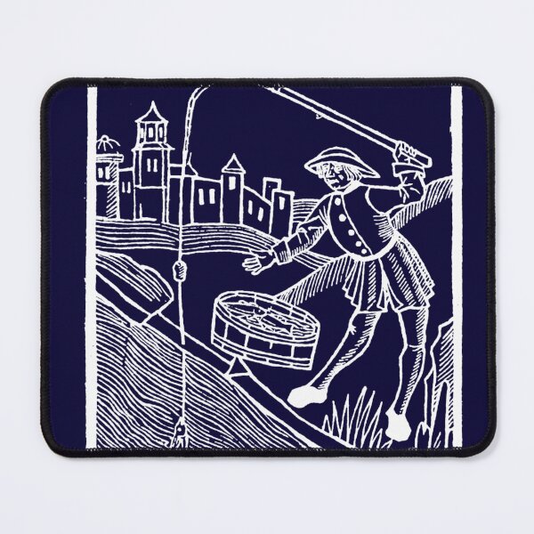 Item preview, Medieval Woodcut of Man Fishing  designed and sold by Pixelchicken.
