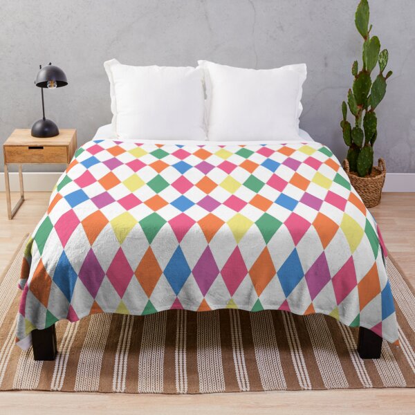 Item preview, harlequin retro rainbow diamond pattern || geometric shapes designed and sold by wordznart.