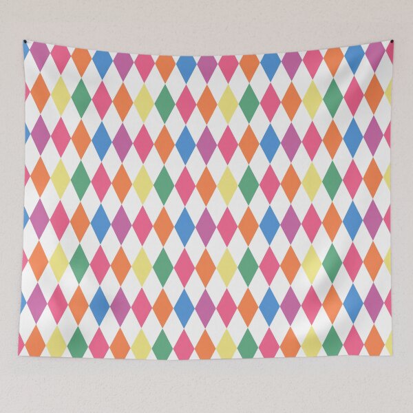 Item preview, harlequin retro rainbow diamond pattern || geometric shapes designed and sold by wordznart.