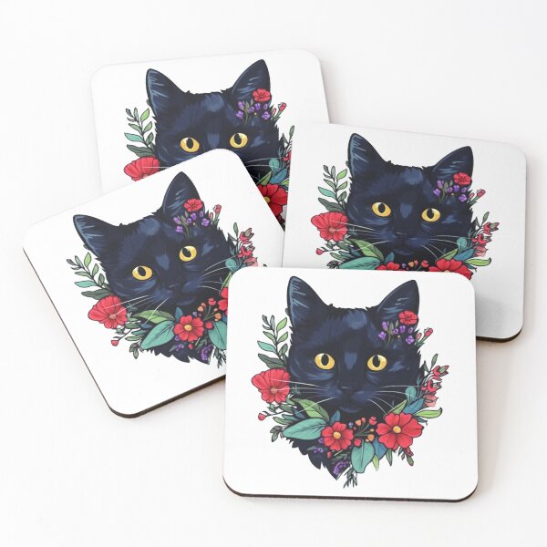 Item preview, Dashing black cat in flowers designed and sold by Lillypot-Prints.