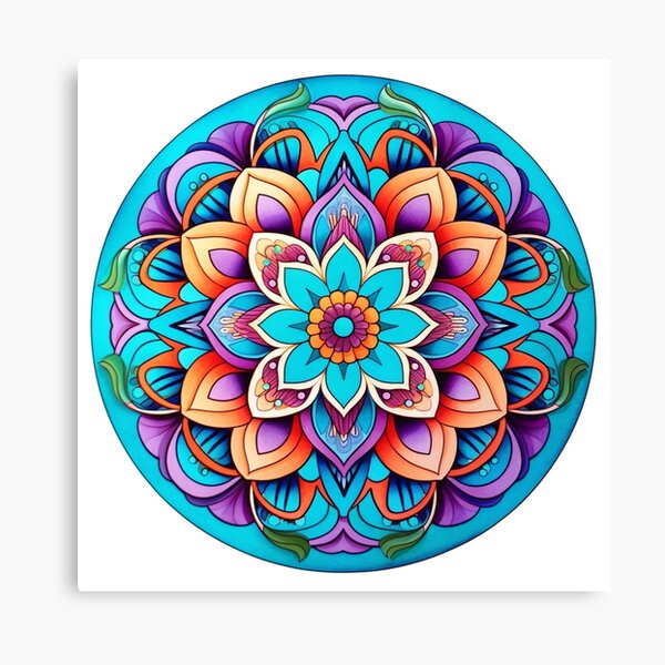 Gorgeous flower mandala featuring blues and purples Canvas Print
