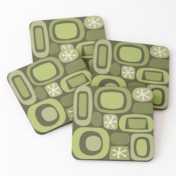 Aperçu de l'œuvre Atomic Age Art Fieldstones Vert olive créée et vendue par thepixelgarden.