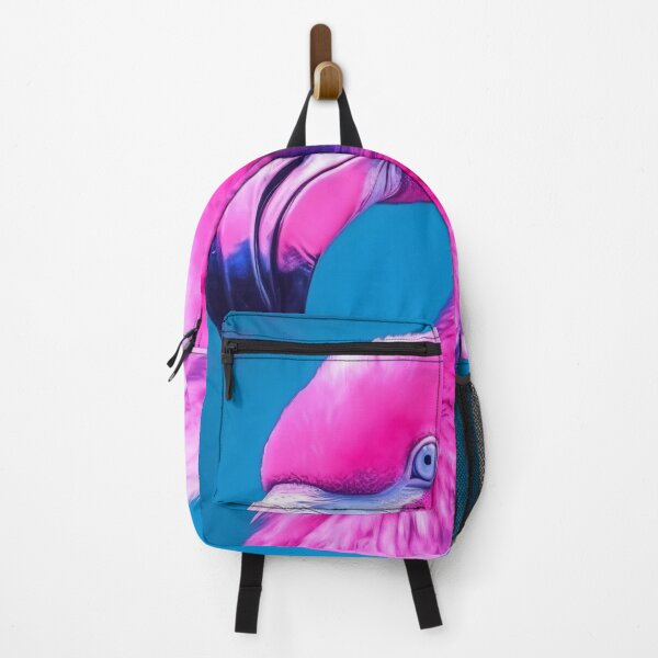 Item preview, Portrait of a flamingo on a neon blue pink background. Emotive portrait. Looking at the camera designed and sold by anytka.