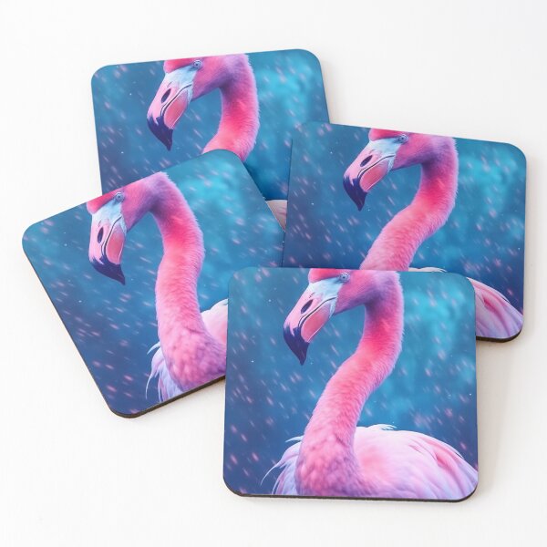 Item preview, Portrait of a flamingo on a neon blue pink background. Emotive portrait. Looking at the camera designed and sold by anytka.