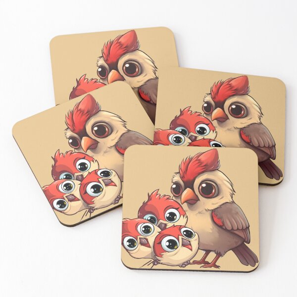 Item preview, Mother Cardinal with adorable babies designed and sold by ZombiOctopi.