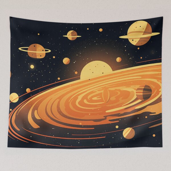 Aperçu de l'œuvre Solar system. Colorful planets, galaxy and universe. Space cartoon créée et vendue par anytka.