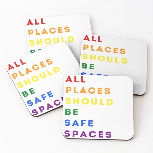 Item preview, ALL PLACES SHOULD BE SAFE SPACES | LGBTQIA SAFE SPACES | PRIDE RAINBOW ALLY QUOTE designed and sold by Festive Feminist.