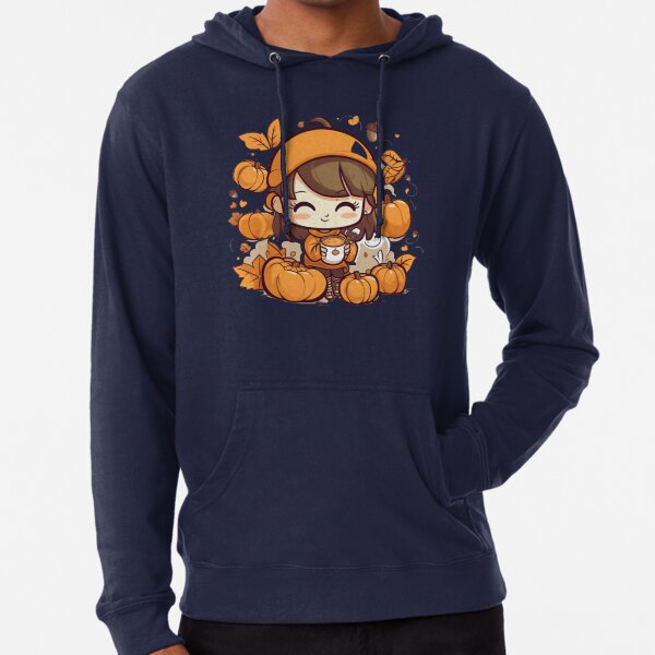 Pumpkin Spice Delight-Cute Adorable Chibi Girl Lightweight Hoodie