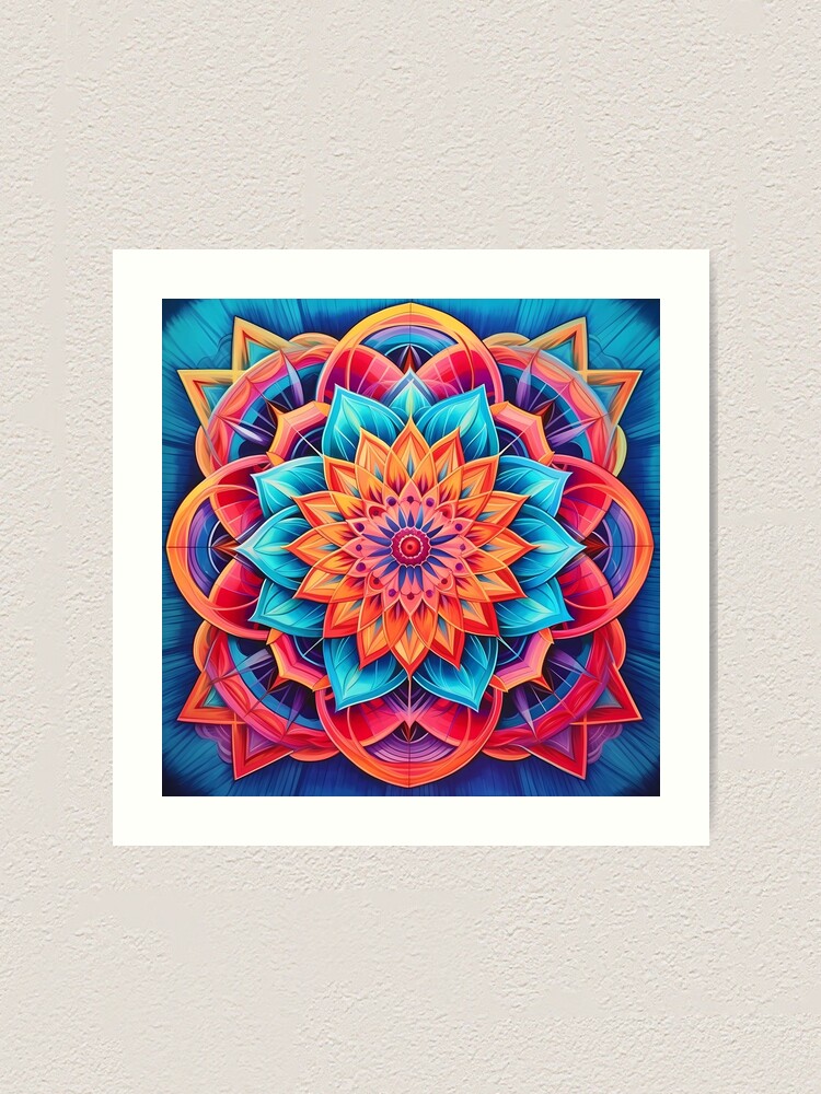 Vibrant Floral Mandala - Burst of Colors | Art Print