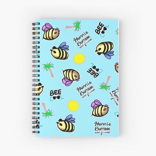 Bee Cool Summer Fun in the Sun Beach Life Cute Tropical Bees with Sunglasses - Hunnie the Bee by Stef Sharky Schultz Spiral Notebook