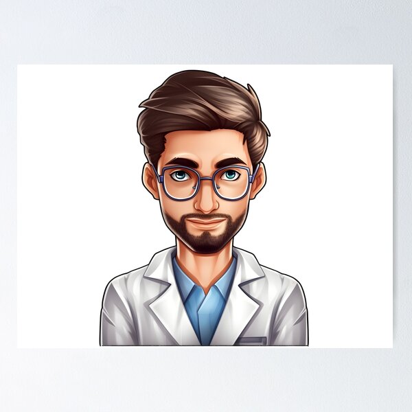 Item preview, Cartoon Style Portrait - Man Doctor/Scientist/Lab Worker designed and sold by Radibor78.