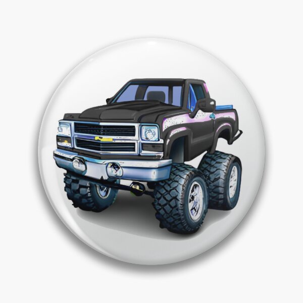 Item preview, Black 90s Chevy truck 4x4 cartoon art print designed and sold by bensclassicstuf.