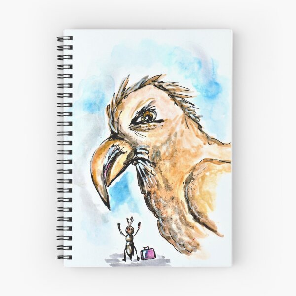 Item preview, Bird of prey and ant, watercolour, fine art designed and sold by janianna.