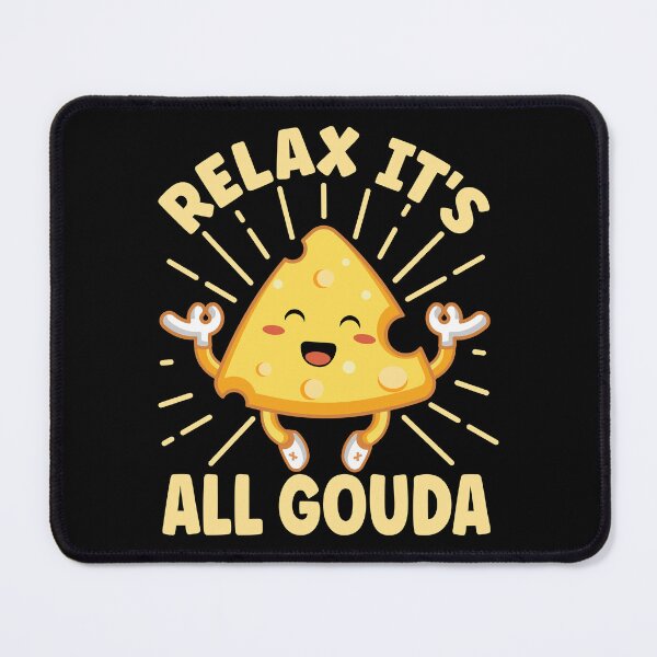 Item preview, Relax It's All Gouda| Cute and Funny Meditating Cheese - Black designed and sold by PearlMoonGrapes.