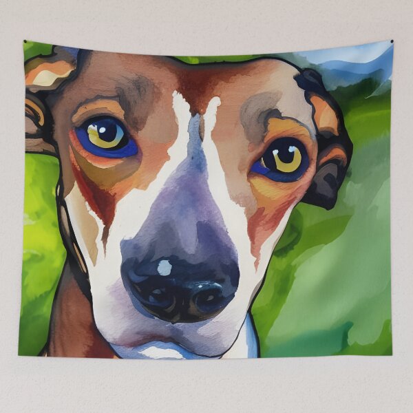 Artikelvorschau, Whippet-Aquarell-Porträt entworfen und verkauft von Ameiva-Apparel.