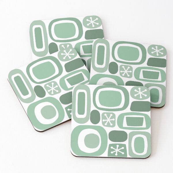 Aperçu de l'œuvre Atomic Age Art Fieldstones Vert sauge créée et vendue par thepixelgarden.
