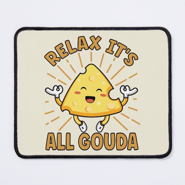 Item preview, Relax It's All Gouda| Cute and Funny Meditating Cheese - Yellow designed and sold by PearlMoonGrapes.