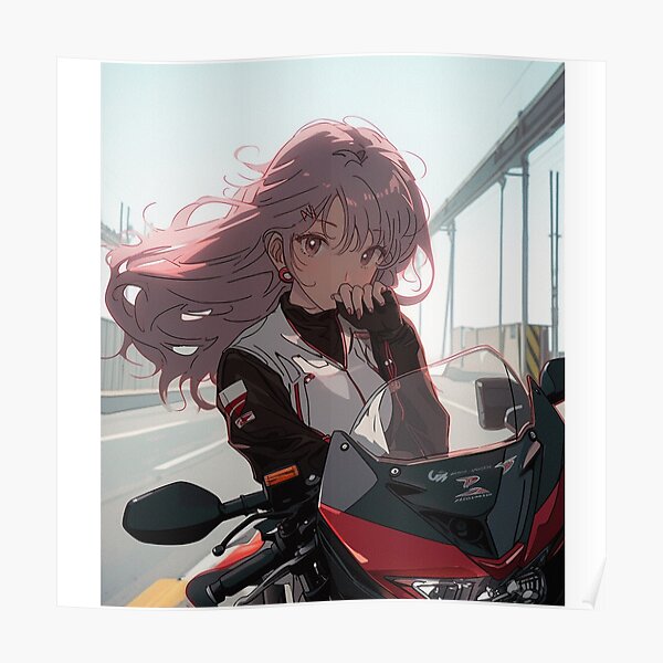 Anime Motorcycle Girl With Shiba Inu