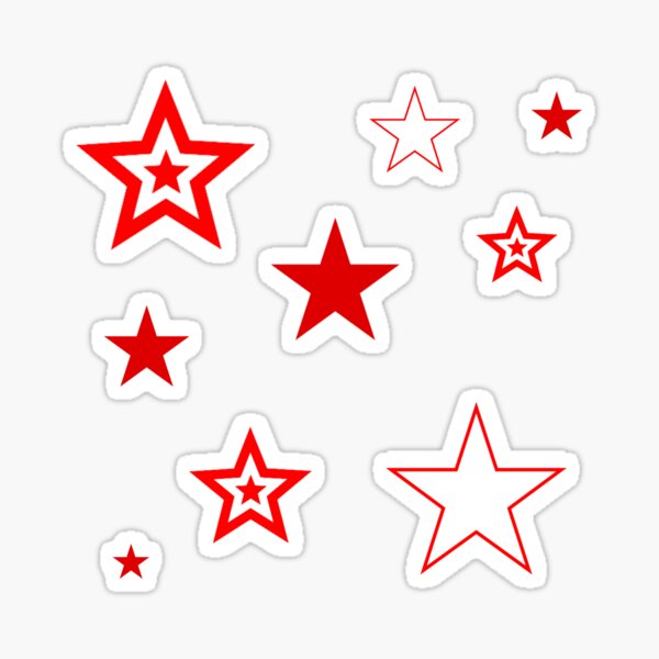 Small Red Star Stickers, 1/2 Star Shape