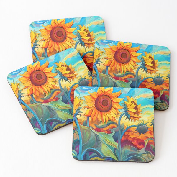 Item preview, Vibrant Semi-Abstract Sunflower Field - Blooming Floral Artwork designed and sold by SweetWhiskers.