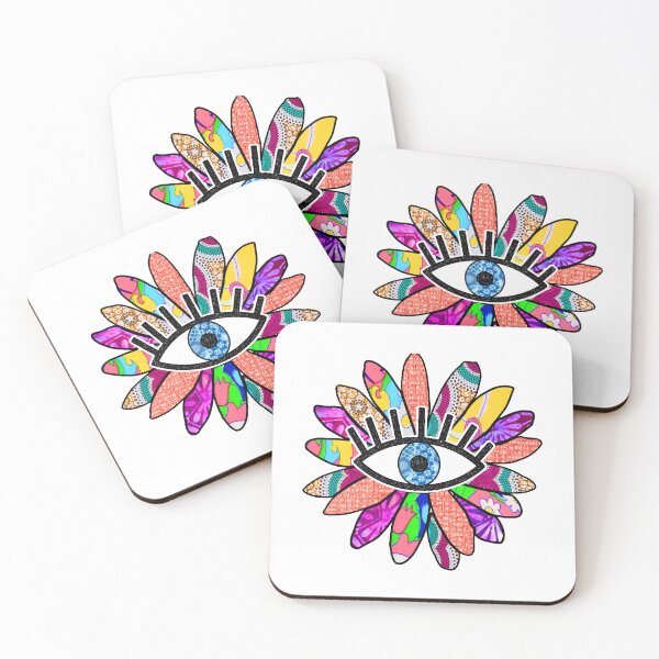 Item preview, Evil Eye Graphic with Rainbow Patchwork Petals designed and sold by ZodiacKat.