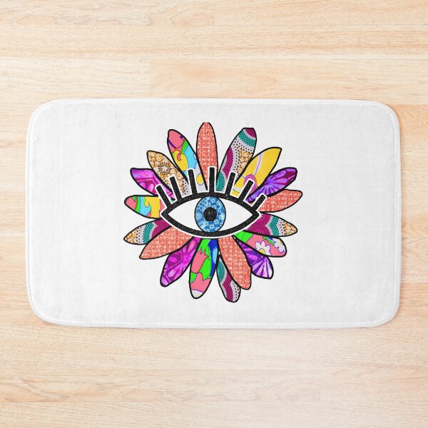Item preview, Evil Eye Graphic with Rainbow Patchwork Petals designed and sold by ZodiacKat.
