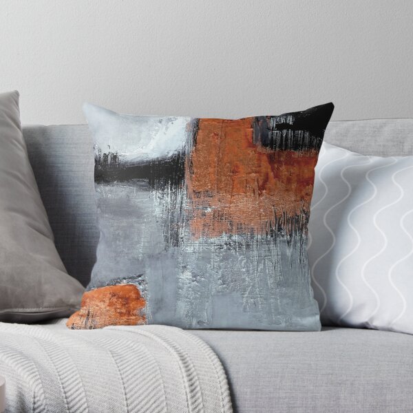 Black orange abstract Throw Pillow