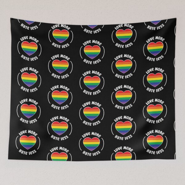Item preview, LOVE more hate less / LGBTQIA pride flag rainbow / gay lesbian trans bi queer ally gifts designed and sold by Pixar23.