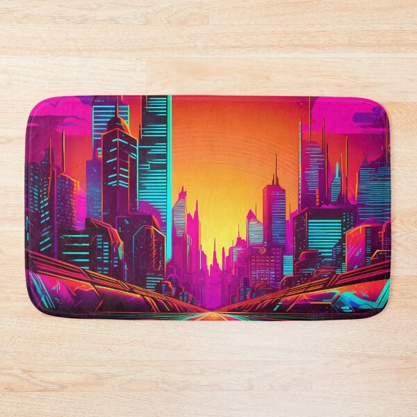 Item preview, Neon Retro 80s City Highway Perspective, Vibrant Vector Art Design designed and sold by SweetWhiskers.