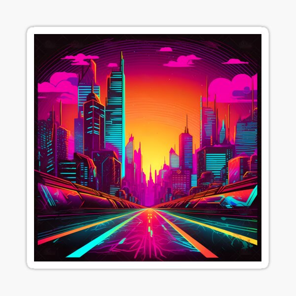 iri neon ポスター Future Rain in Neon Cyberpunk City 